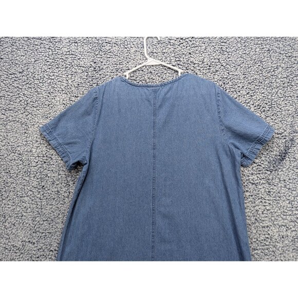 VTG Blair Denim Midi Dress Size M Floral Embroidered 90s Y2K Cottage Boho Blue - Picture 7 of 12